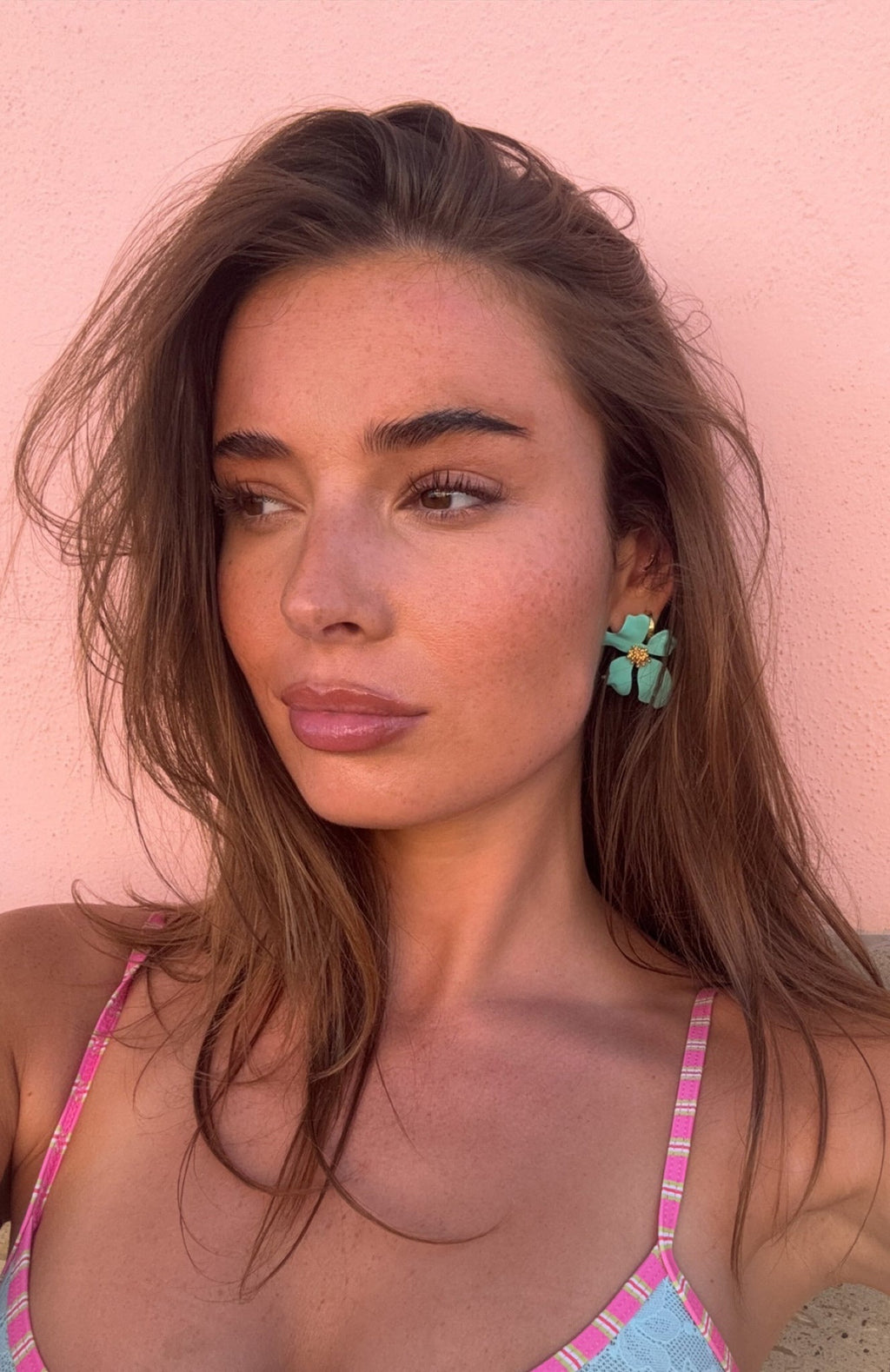 White Fox Hopper Earrings Aqua/Gold