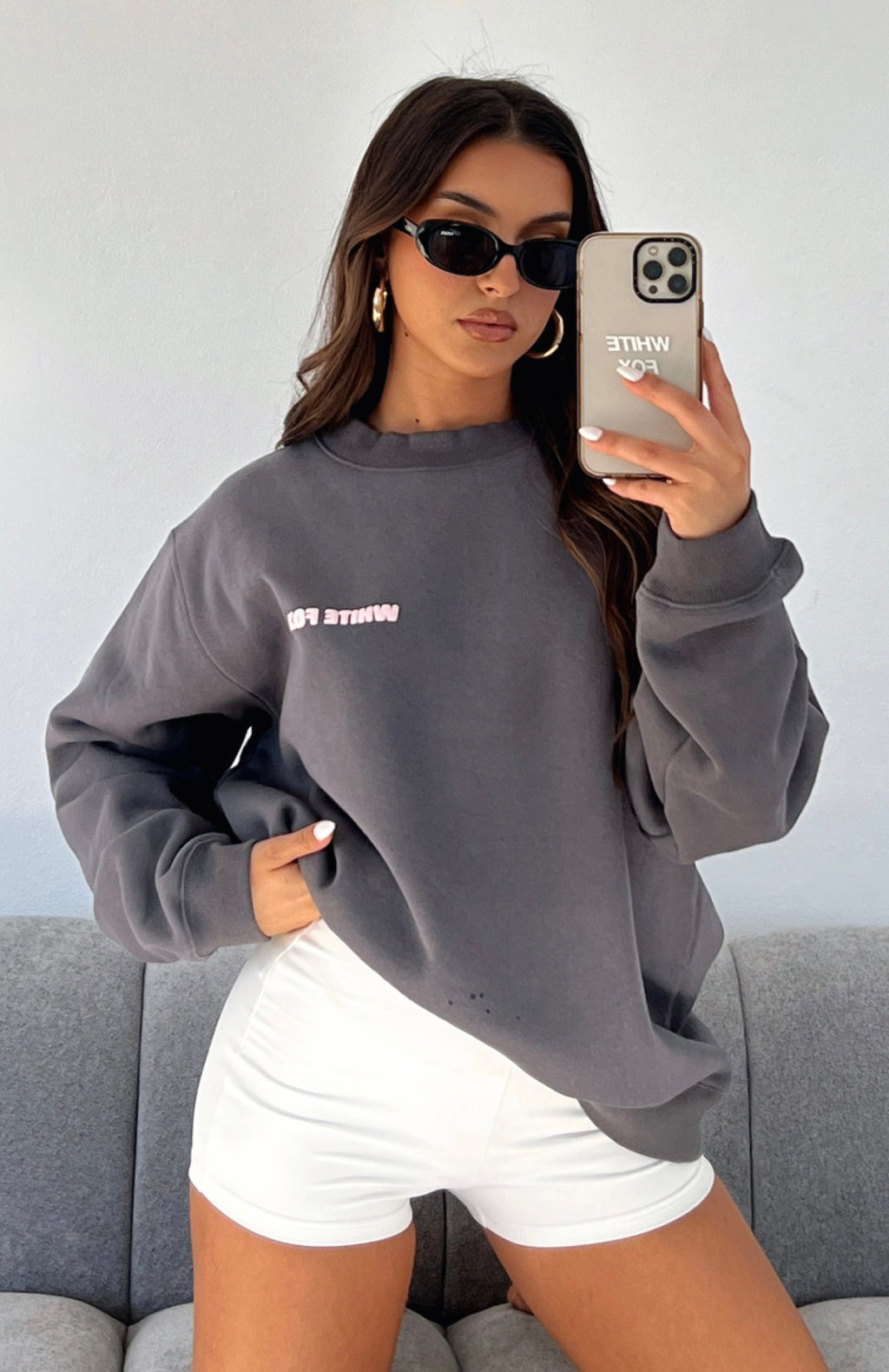 White Fox Love Burst Oversized Sweater Volcanic