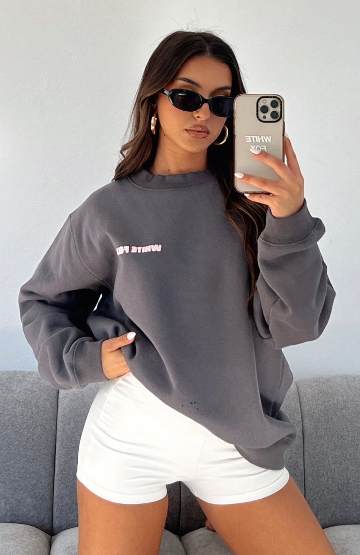 White Fox Love Burst Oversized Sweater Volcanic