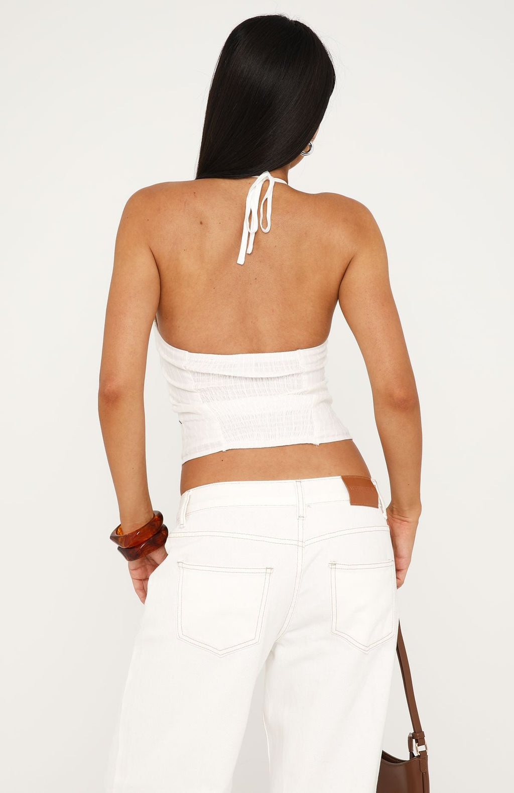 White Fox Clocked Off Halter Top White