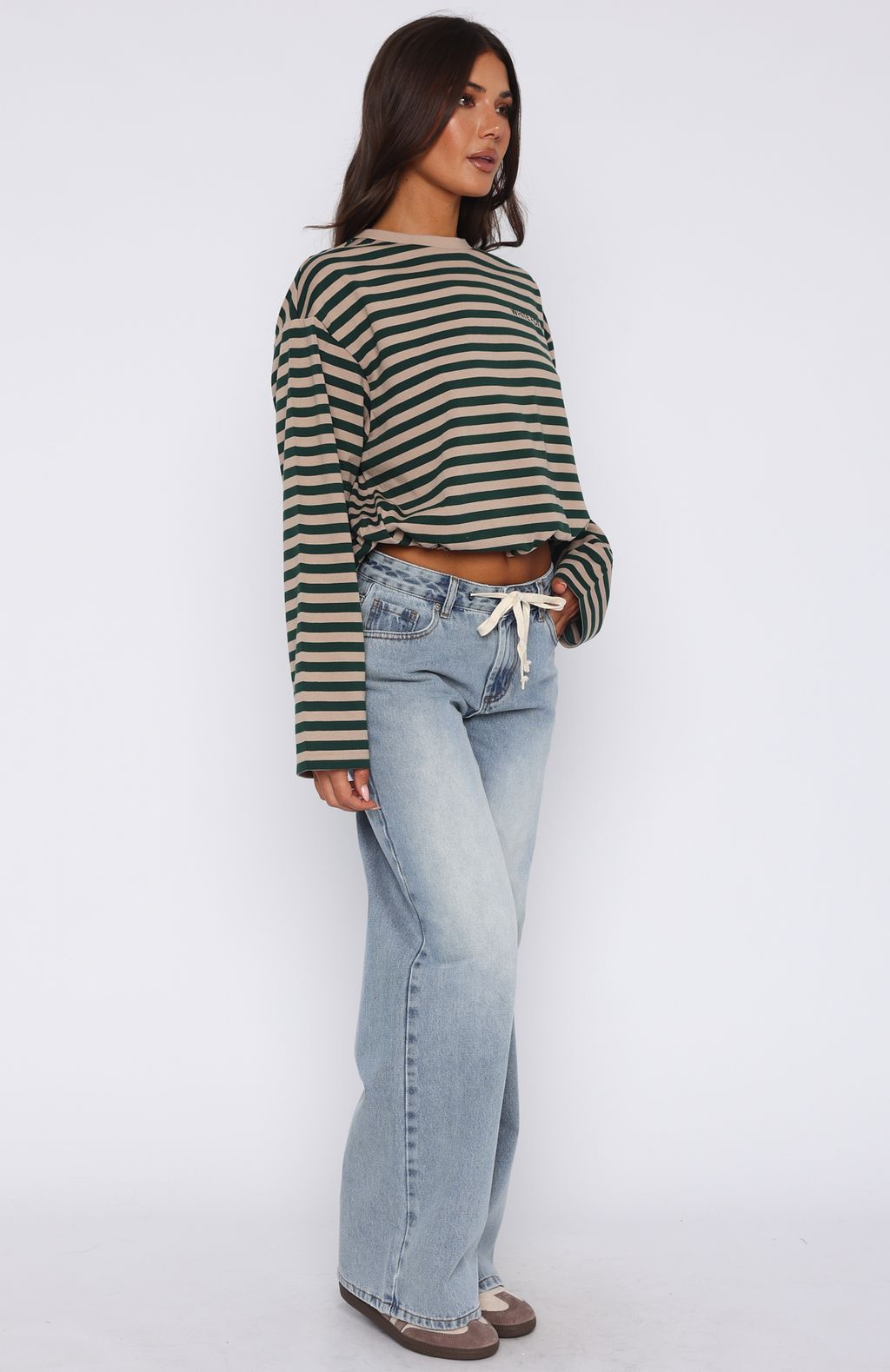 White Fox Kendall Mid Rise Wide Leg Jeans Light Blue
