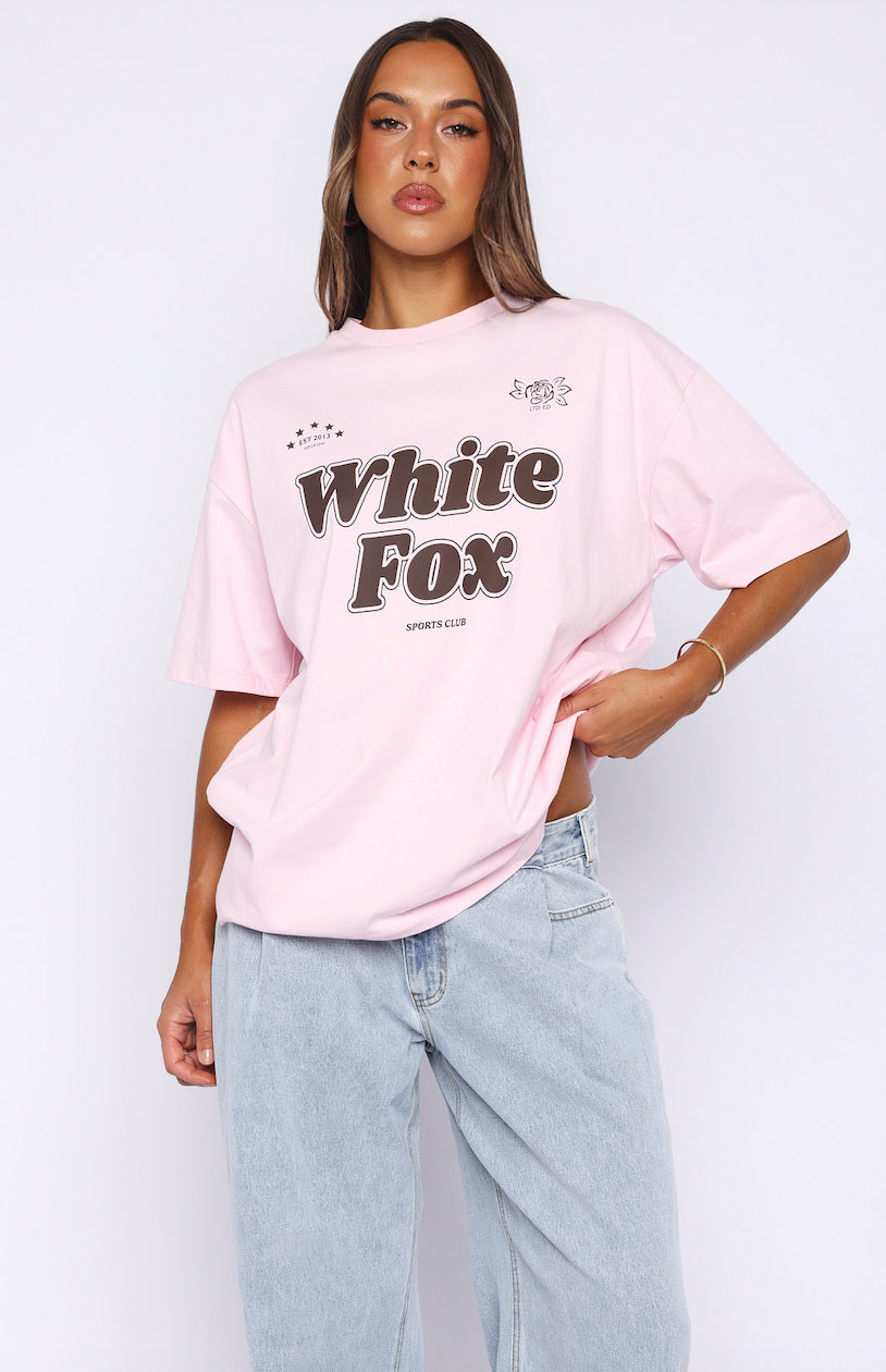 White Fox Seeing Stars Oversized Tee Pink