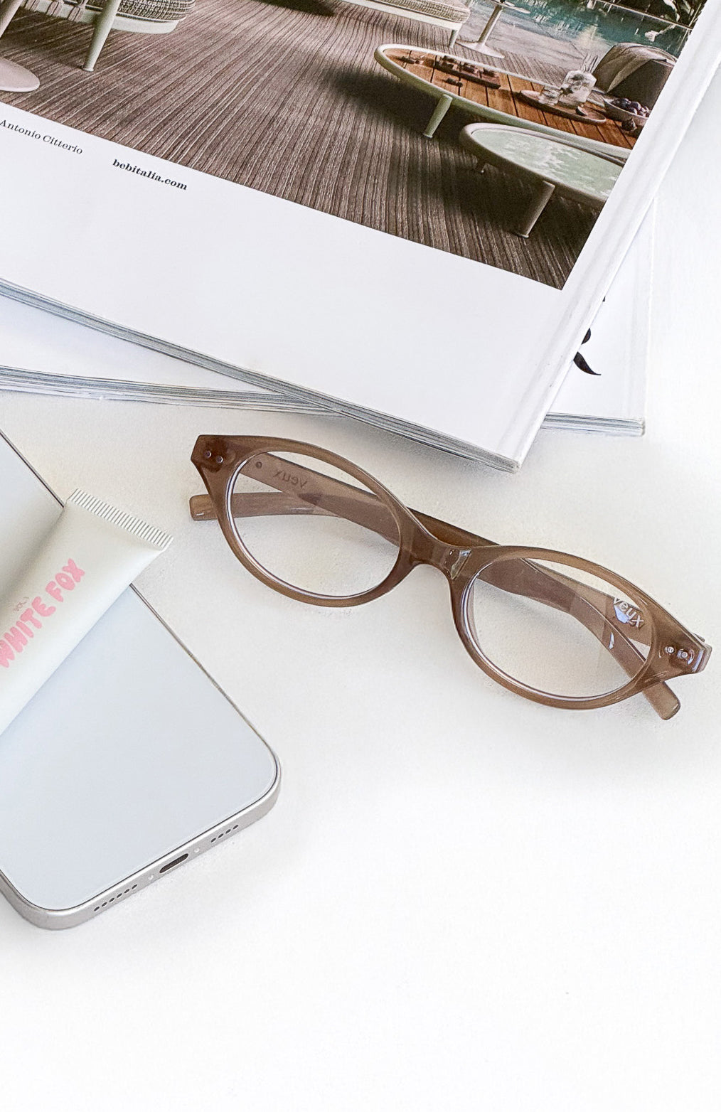 White Fox Rayne Blue Light Glasses Biscuit