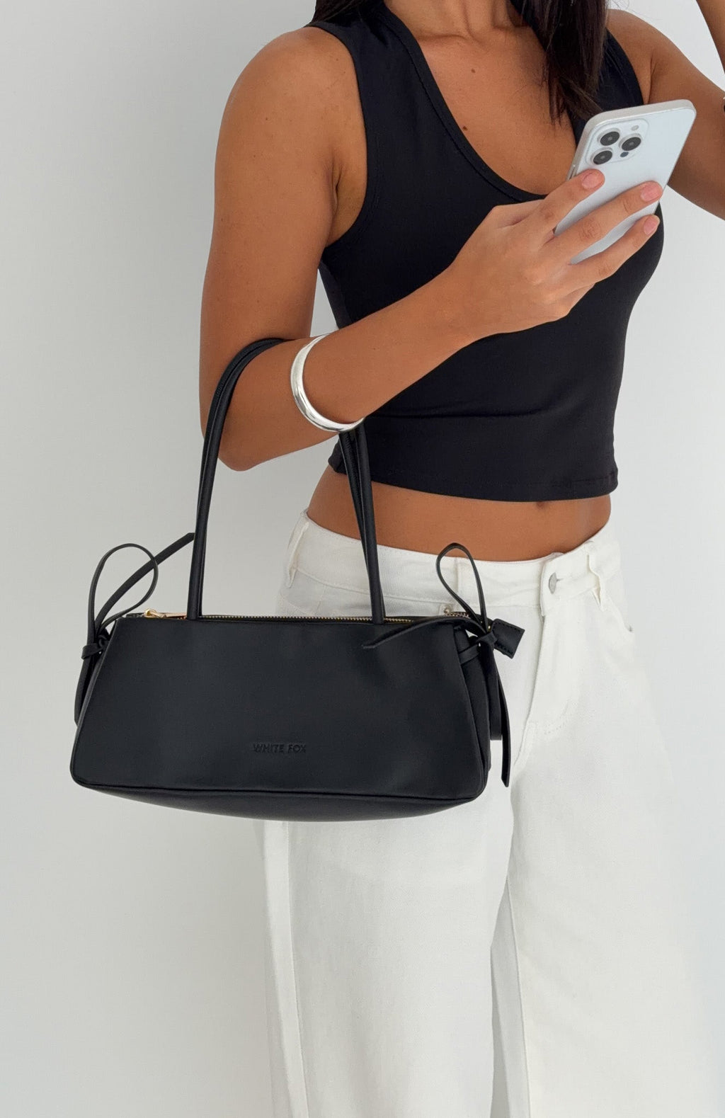 White Fox Kairi Shoulder Bag Black PU