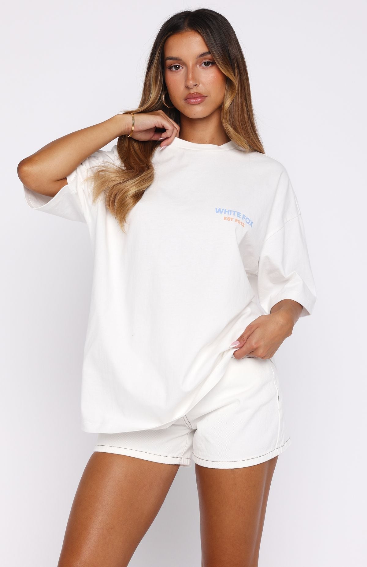 White Fox Care For You Oversized Tee White