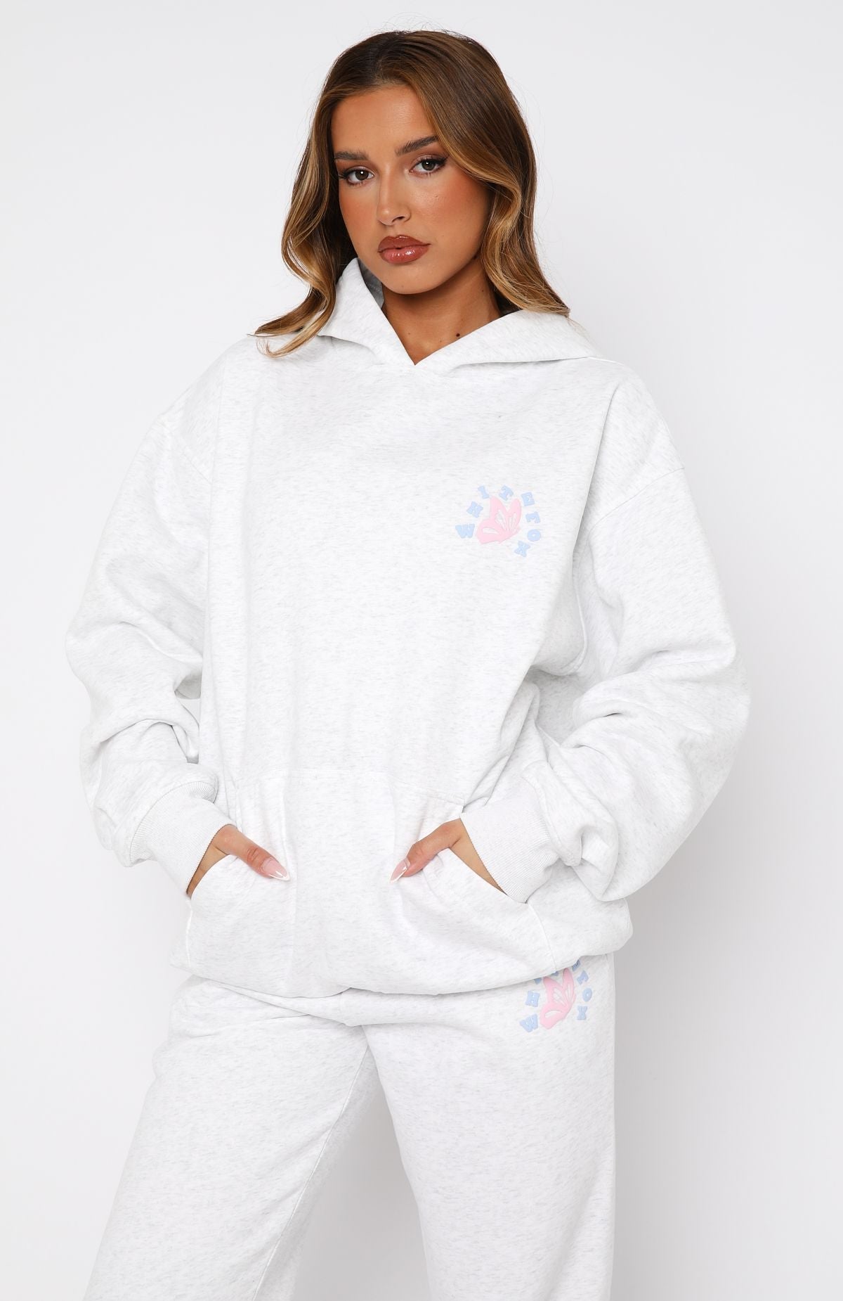 White Fox Give You The Best Oversized Hoodie Grey Marle