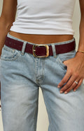 White Fox Reed Belt Burgundy/Gold