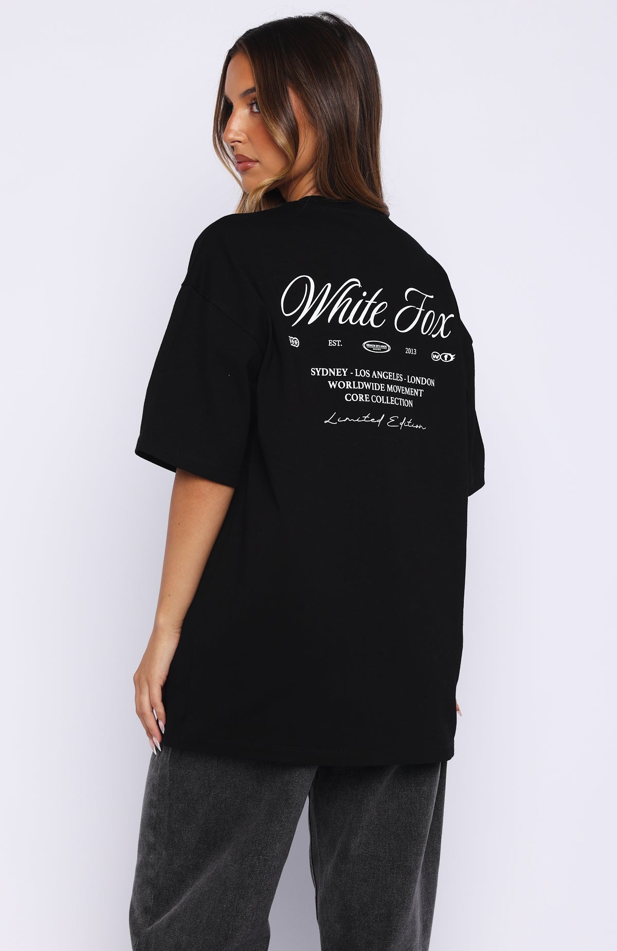 White Fox At Second Glance Oversized Tee Black