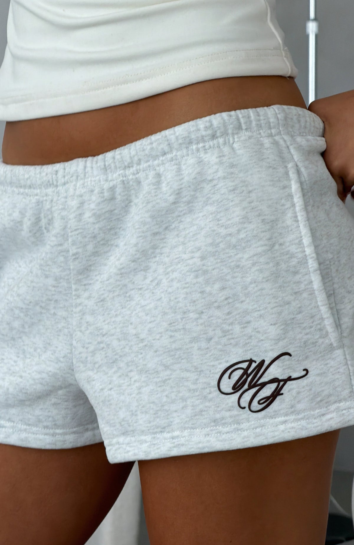 White Fox Studio 17 Raven Lounge Shorts Grey Marle