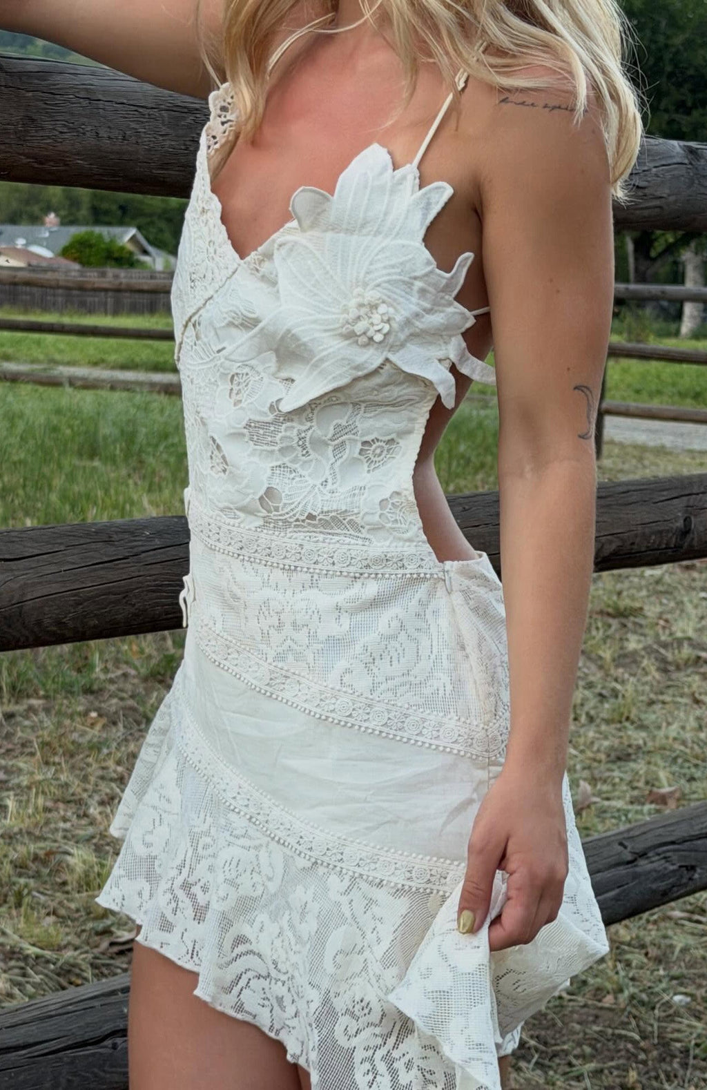 White Fox Midnight Run Mini Dress Vintage Cream