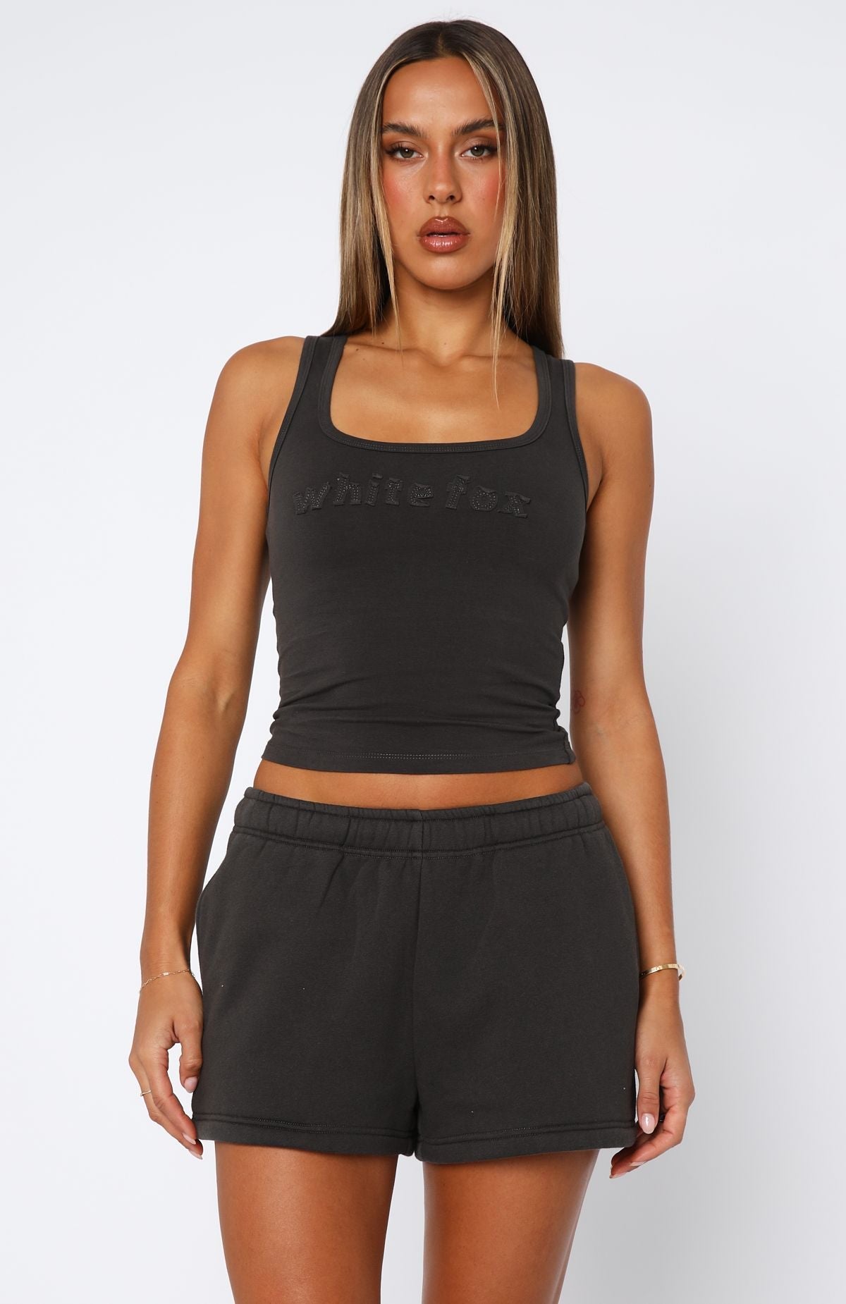 White Fox From The Archives Lexi Lounge Shorts Charcoal