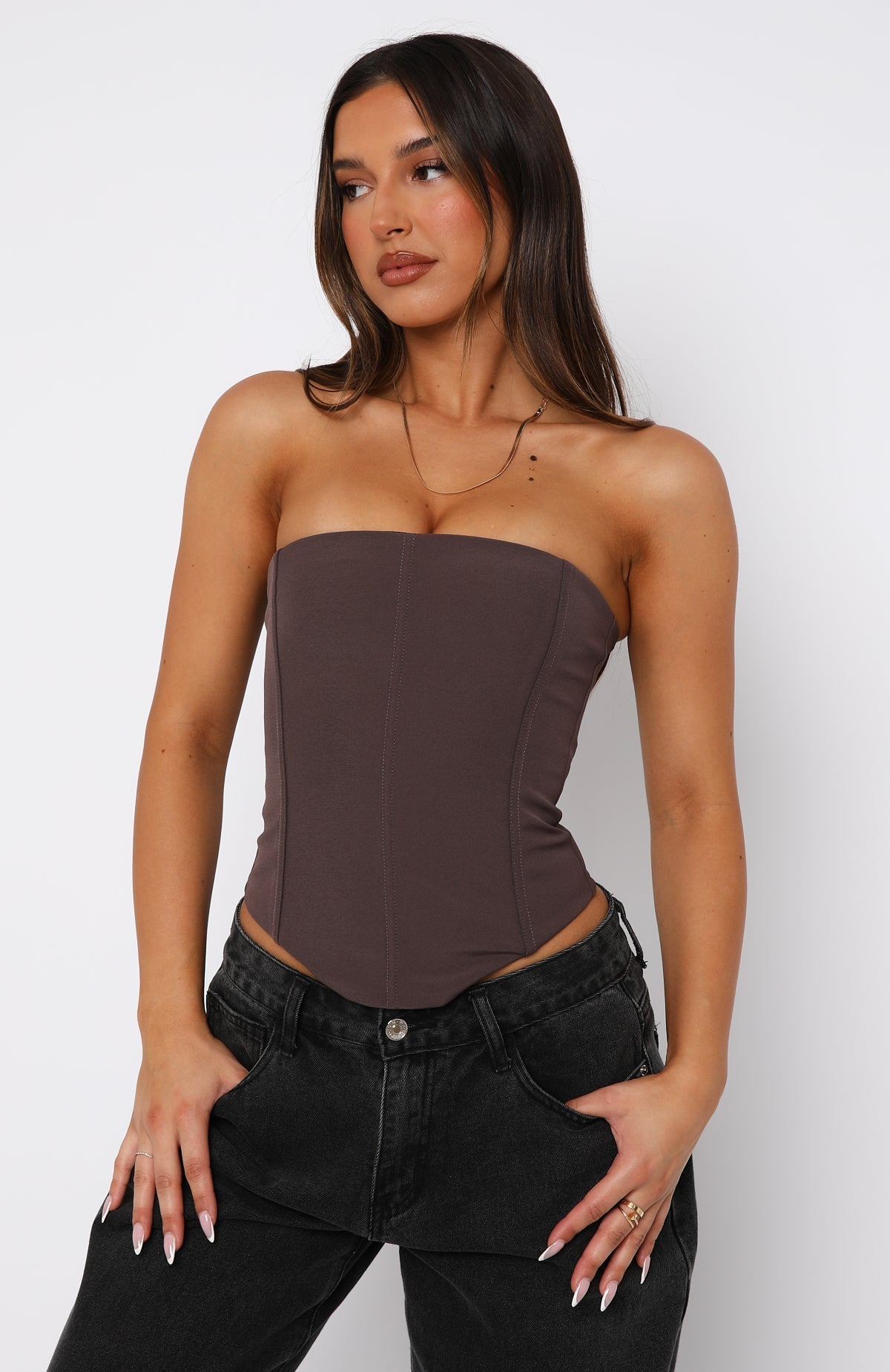 White Fox Let It Go Strapless Bustier Chocolate
