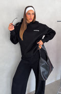 White Fox Core Classic Oversized Hoodie Black