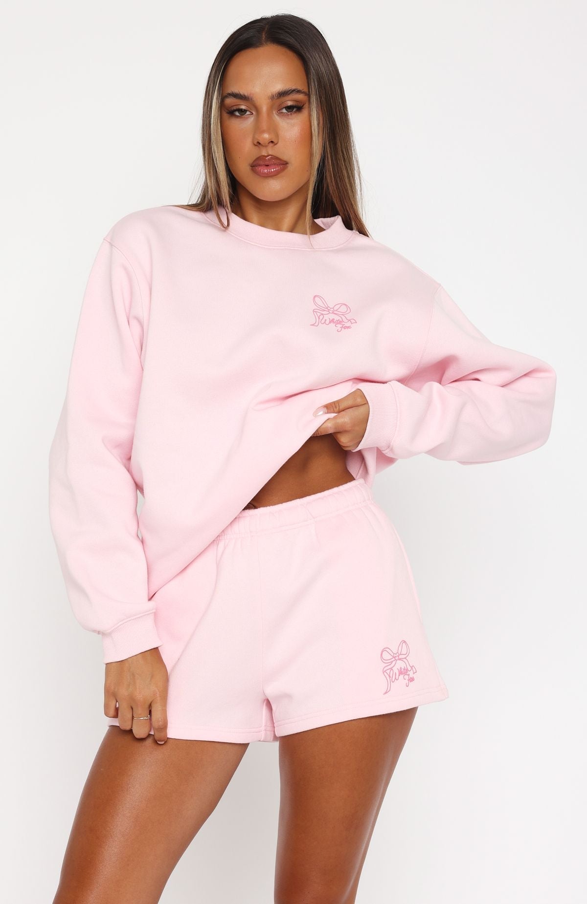 White Fox Love You Forever Lounge Shorts Pink