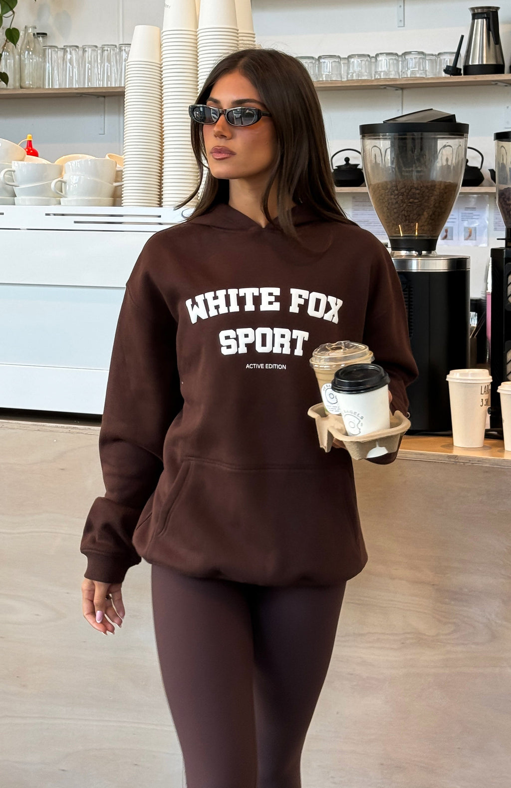 White Fox Winning Team Oversized Hoodie Chocolate