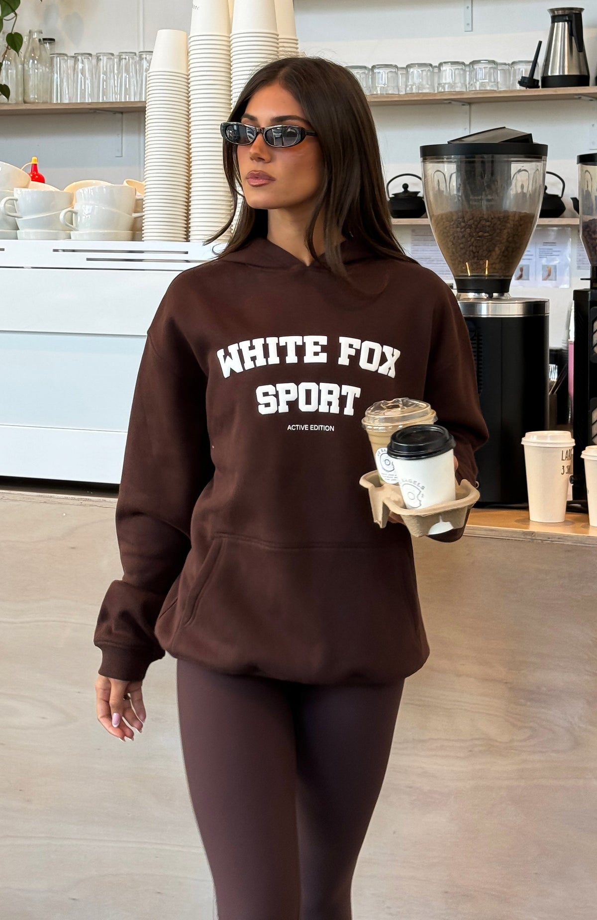 White Fox Winning Team Oversized Hoodie Chocolate