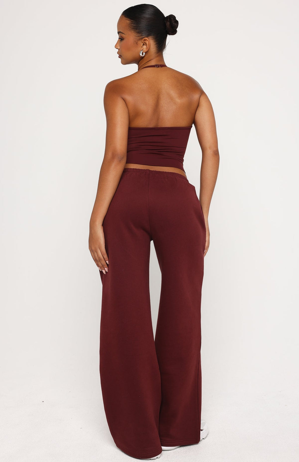 White Fox Test Drive Wide Leg Sweatpants Dark Cherry