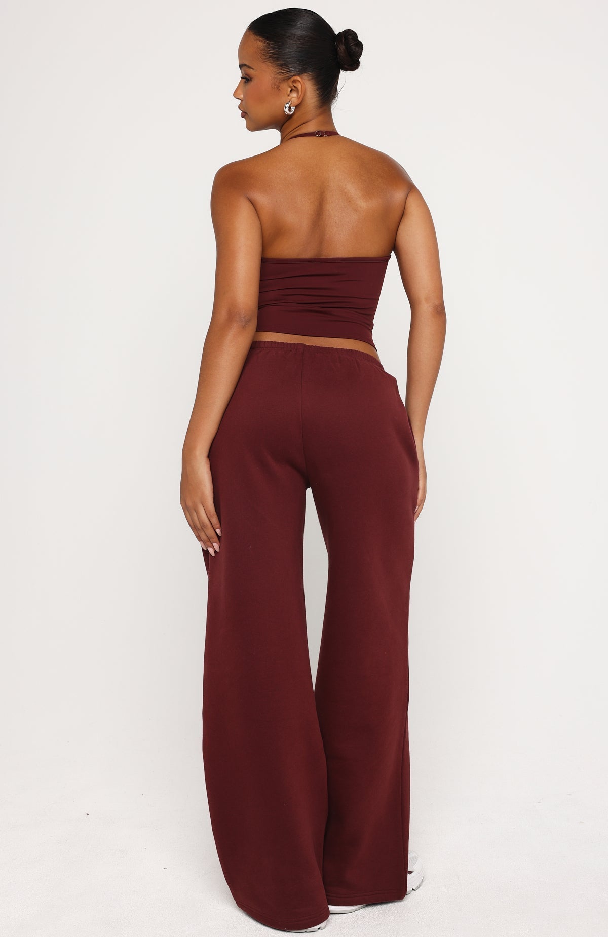 White Fox Test Drive Wide Leg Sweatpants Dark Cherry