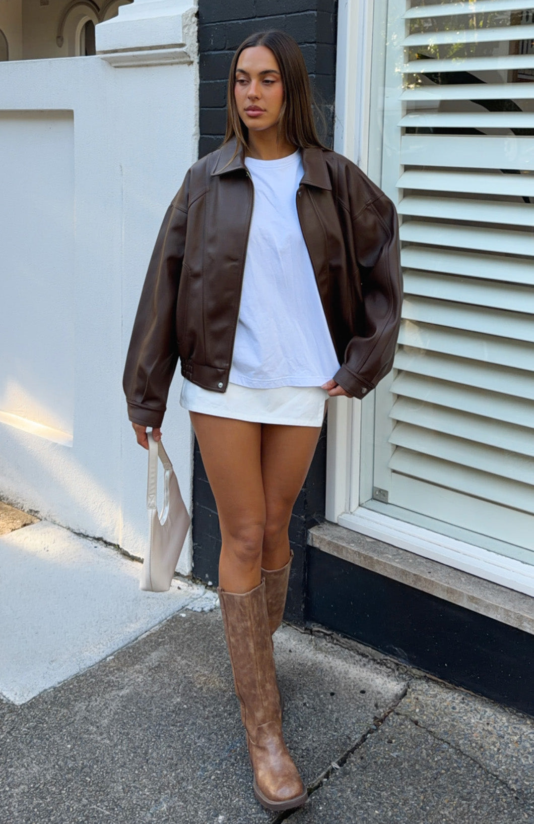 White Fox Retrograde PU Jacket Chocolate