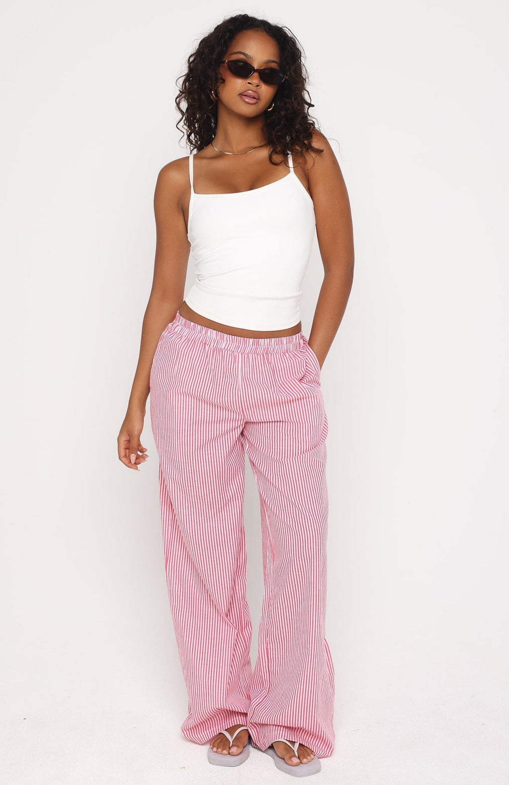 White Fox Always About Us Pants Strawberry Stripe