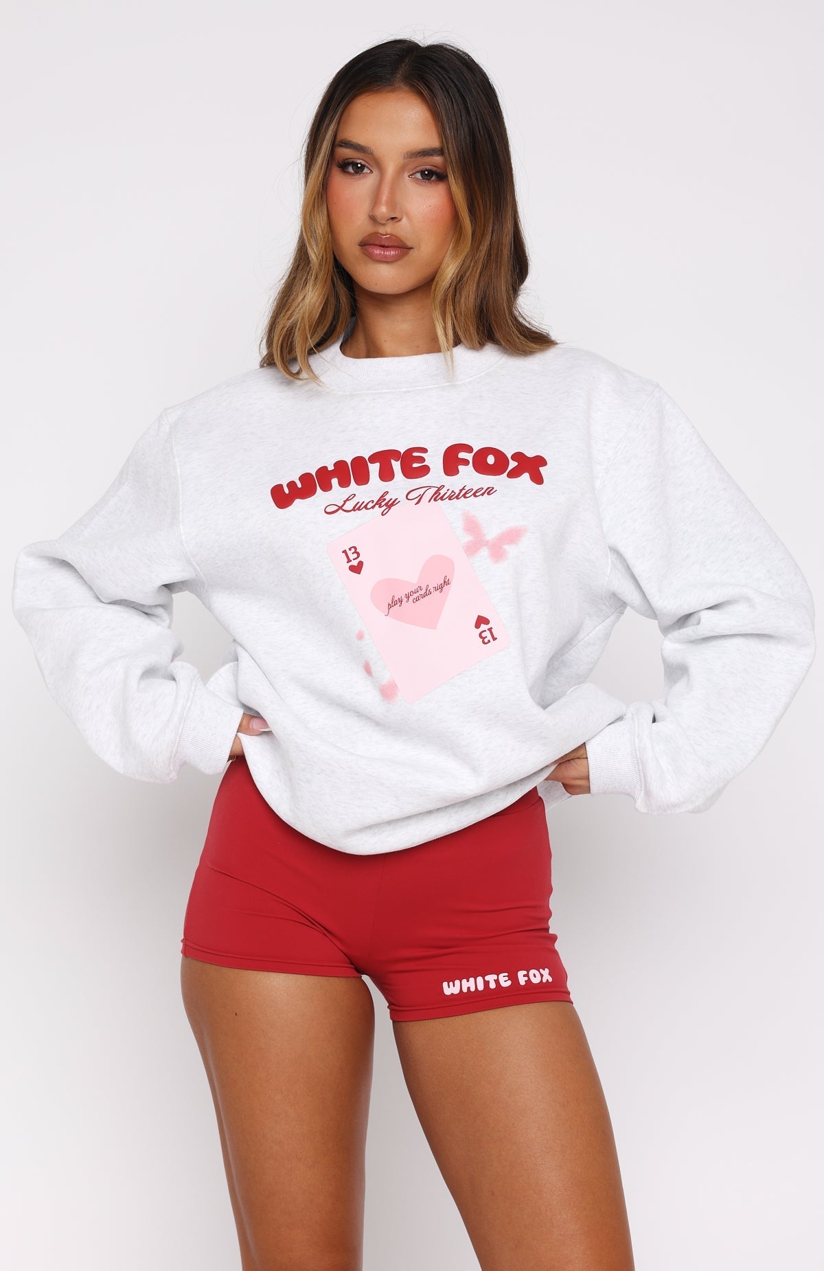White Fox Lucky Thirteen Charise Booty Shorts Red