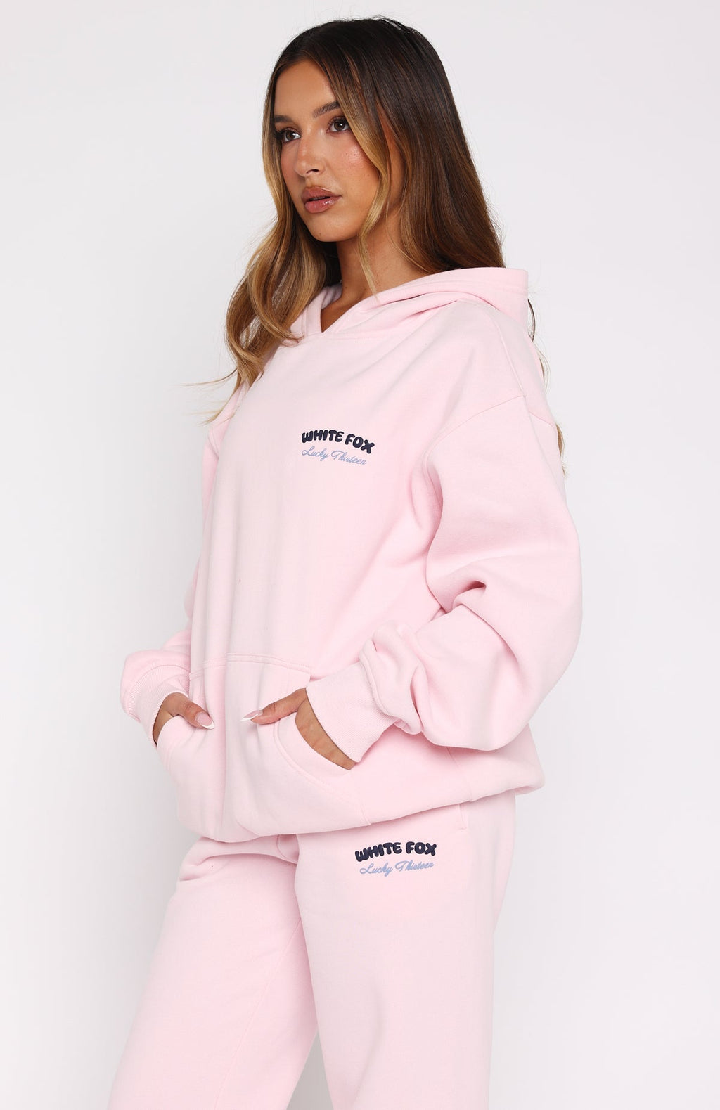 White Fox Lucky Thirteen Cheyenne Oversized Hoodie Soft Pink