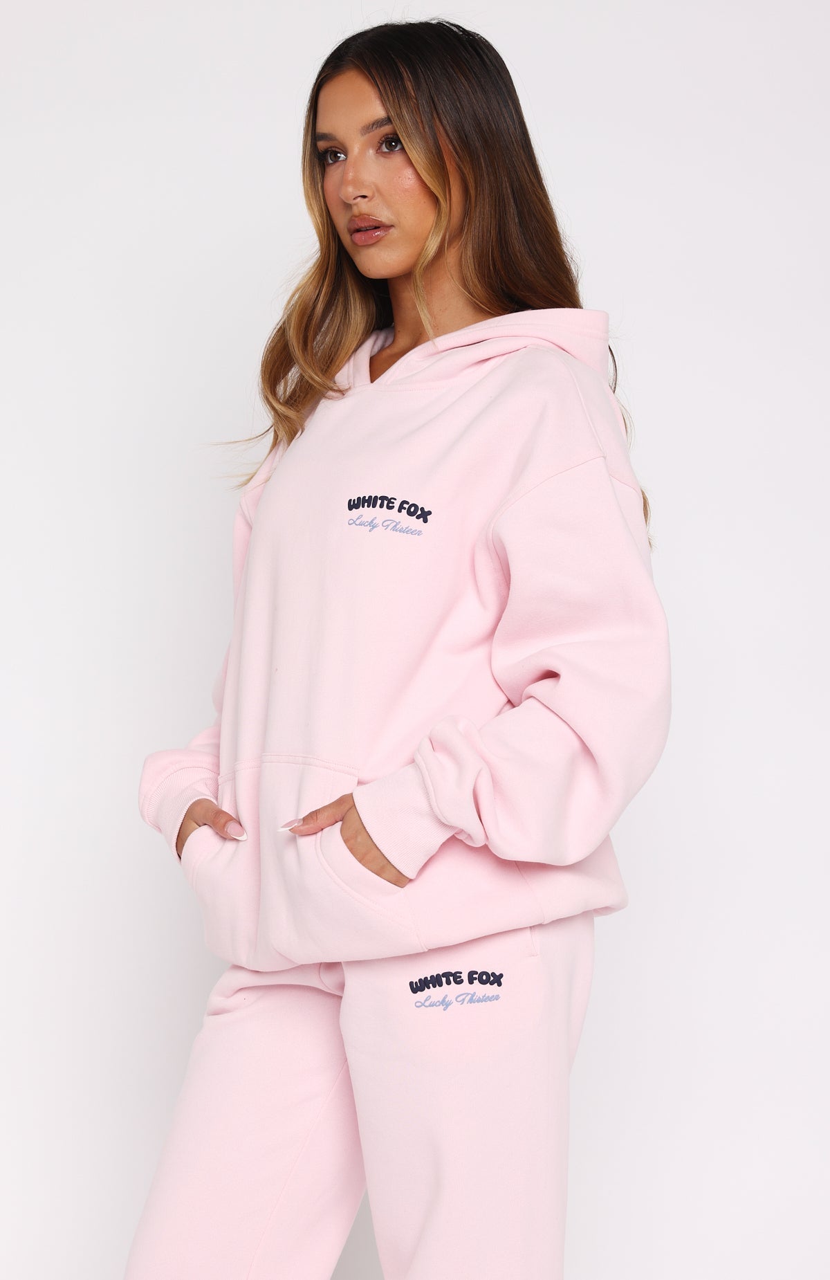 White Fox Lucky Thirteen Cheyenne Oversized Hoodie Soft Pink