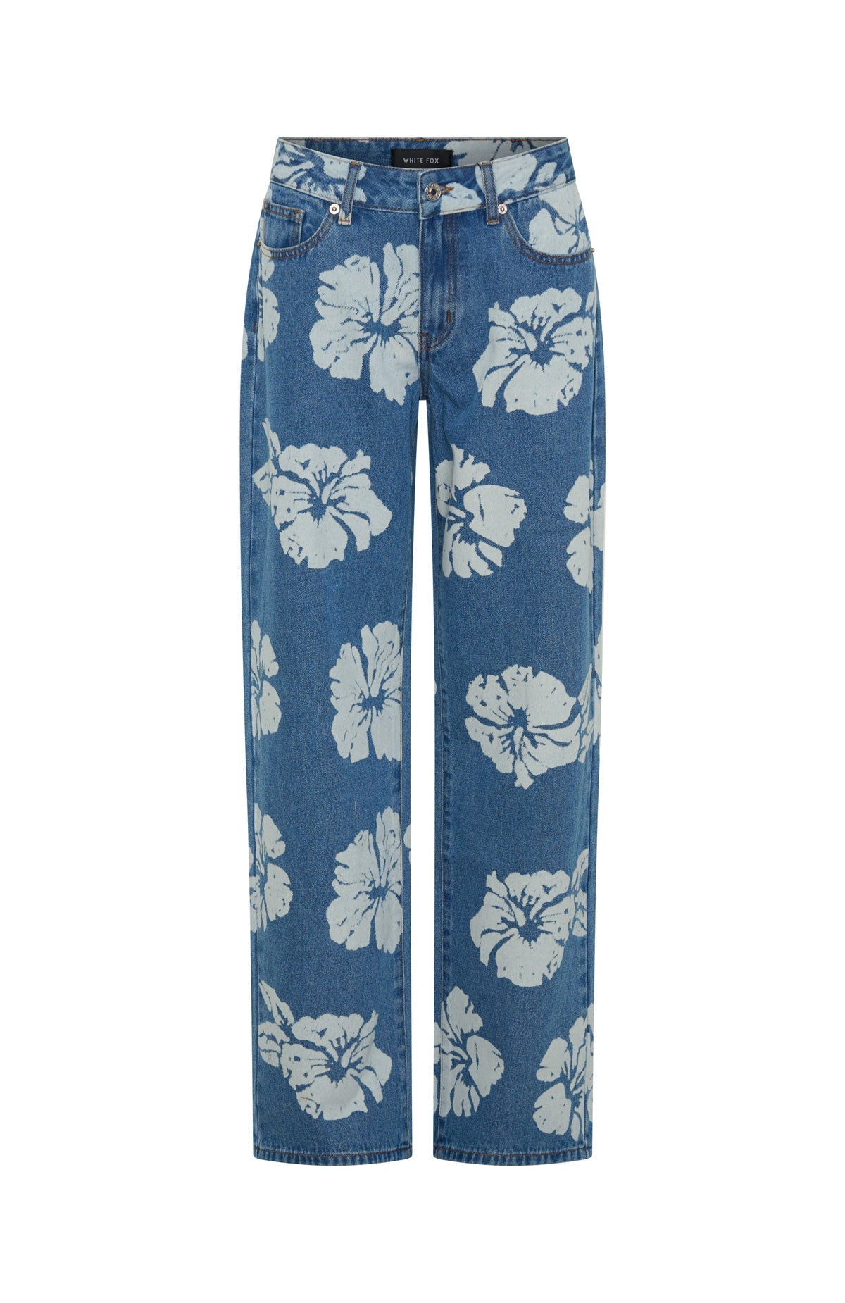 White Fox Jeanie Low Rise Wide Leg Jeans Flower Print