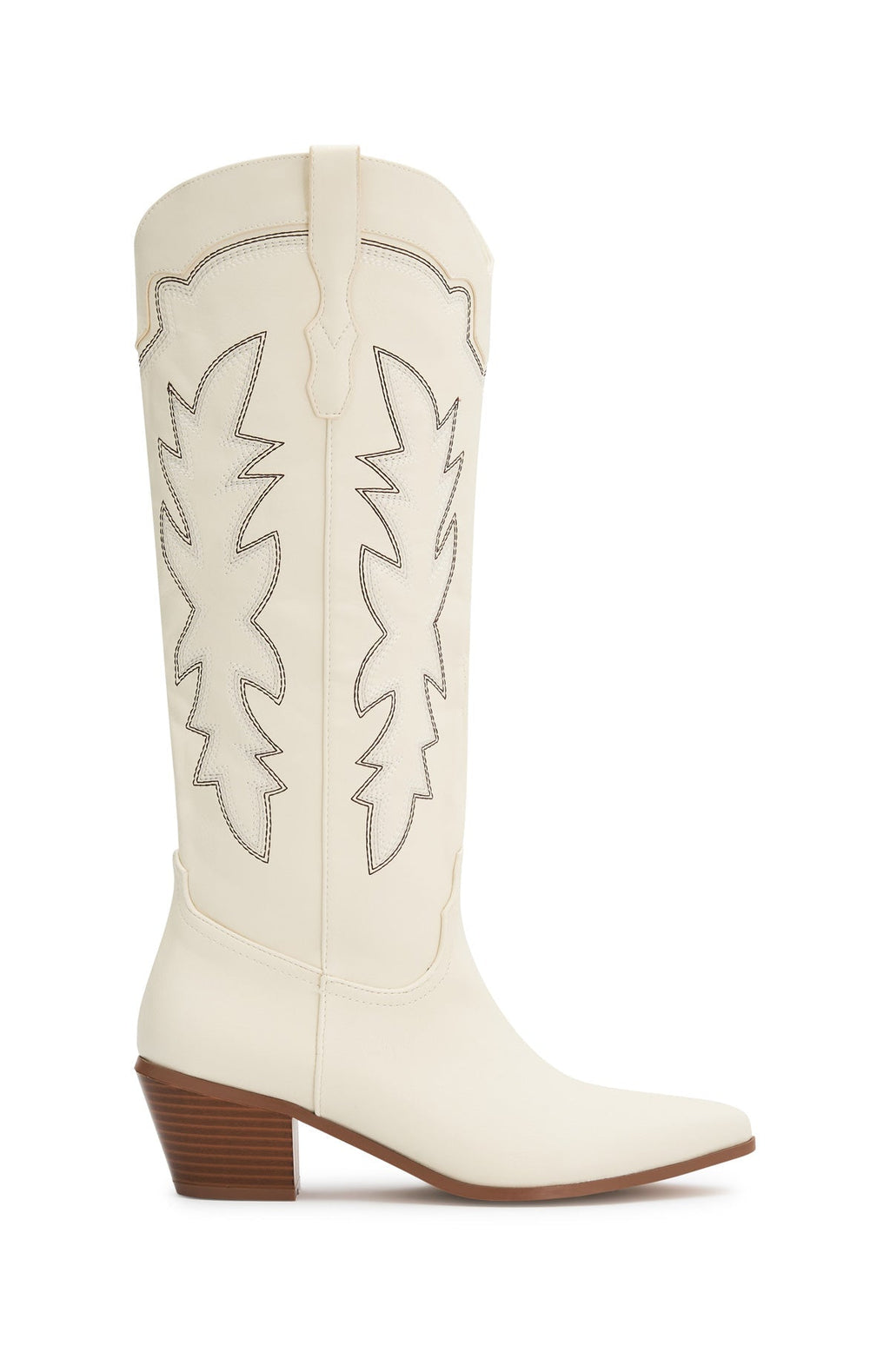 White Fox Briar Knee High Cowboy Boots Cream