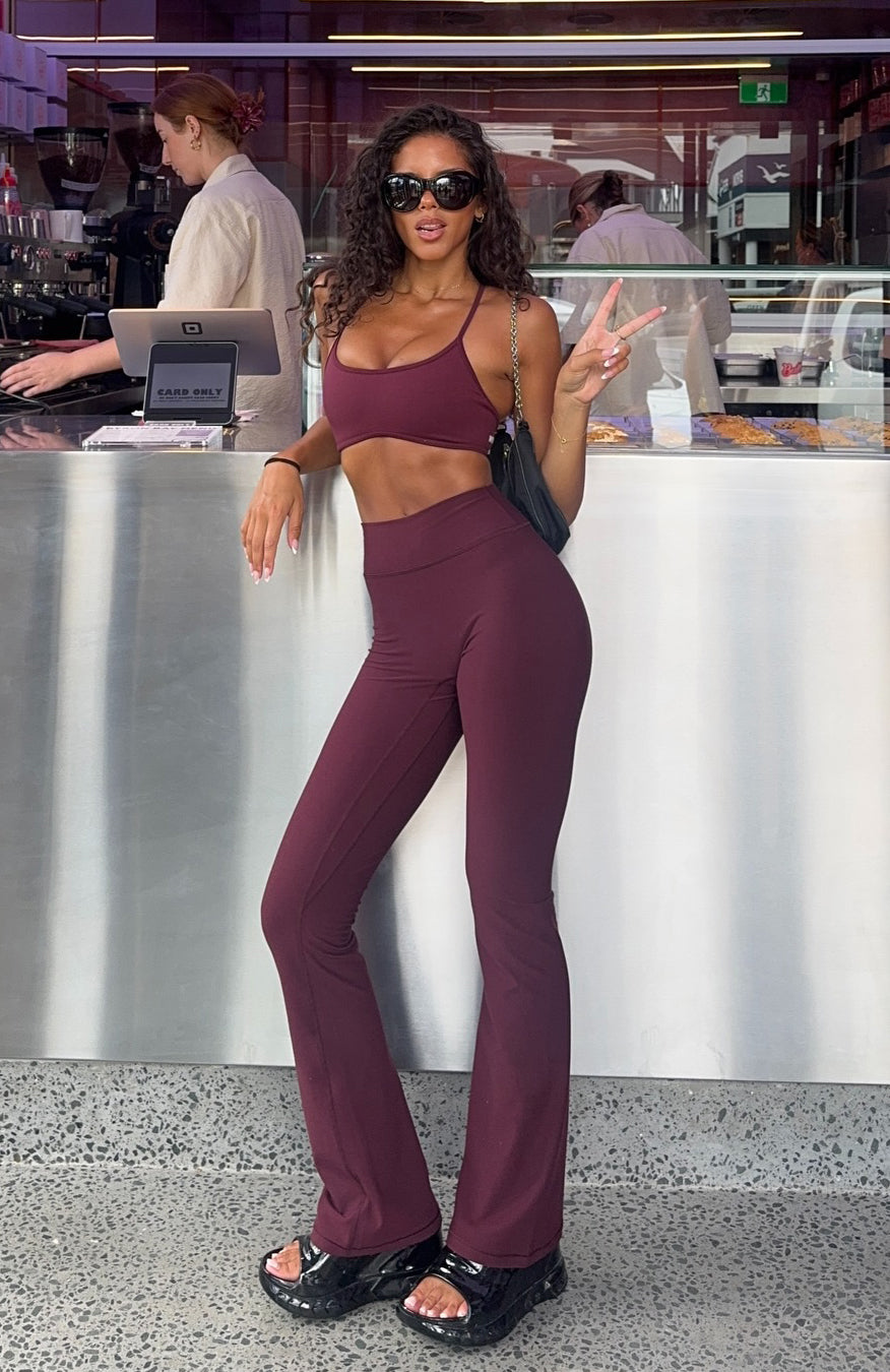 White Fox Movement Flare Leggings Merlot