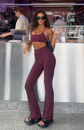 White Fox Movement Flare Leggings Merlot