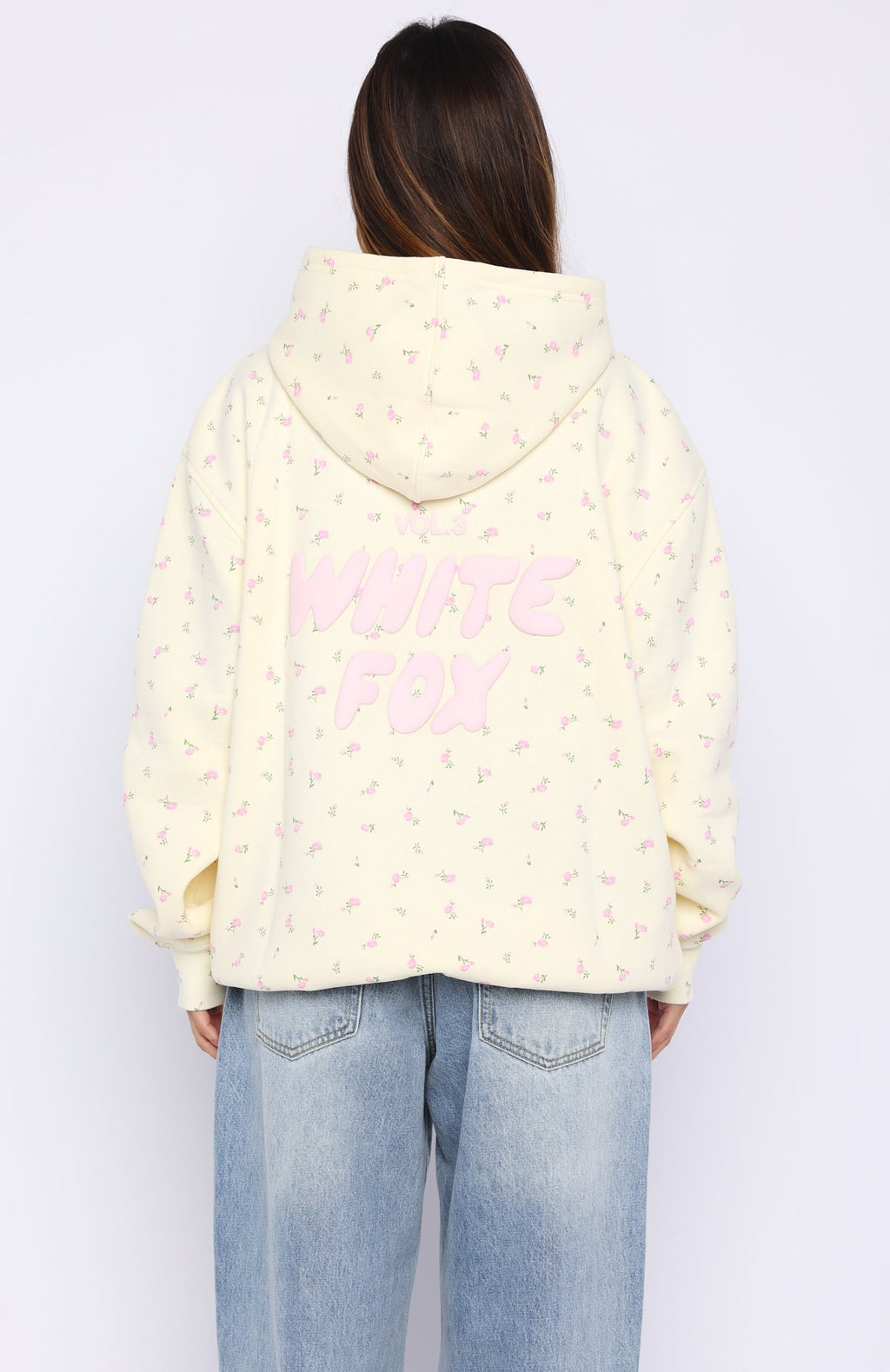 White Fox Offstage Printed Oversized Hoodie Lemon Ditsy