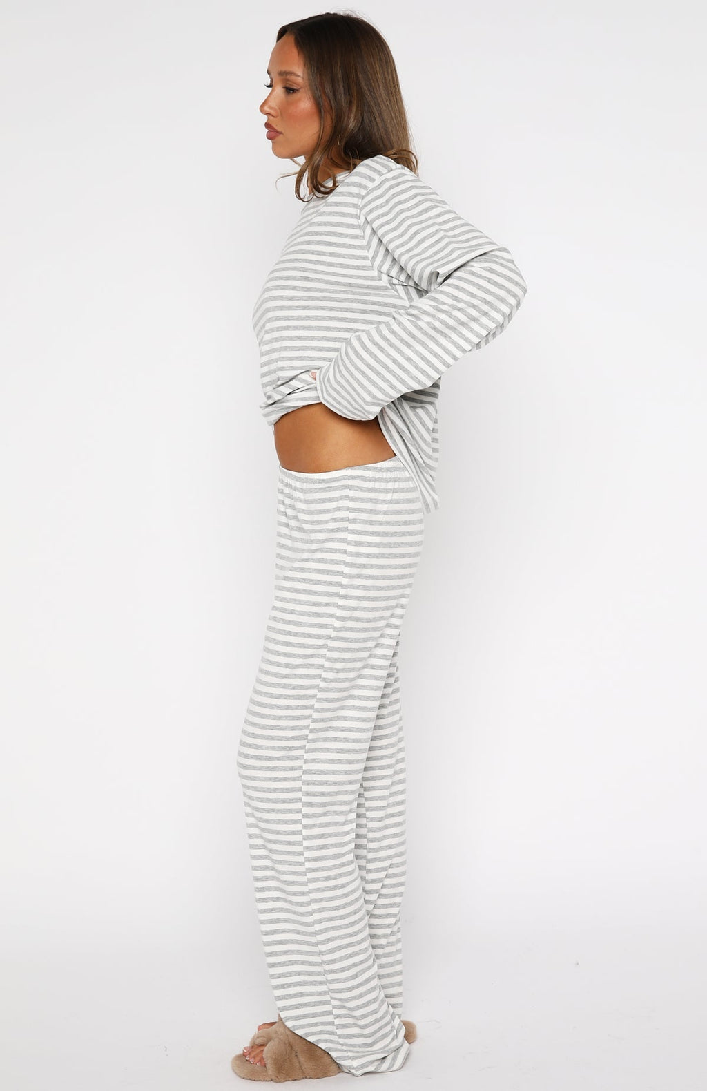 White Fox Slow Life Pyjama Pants Grey/White Stripe