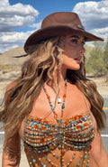 White Fox Own The Night Beaded Top Burnt Orange