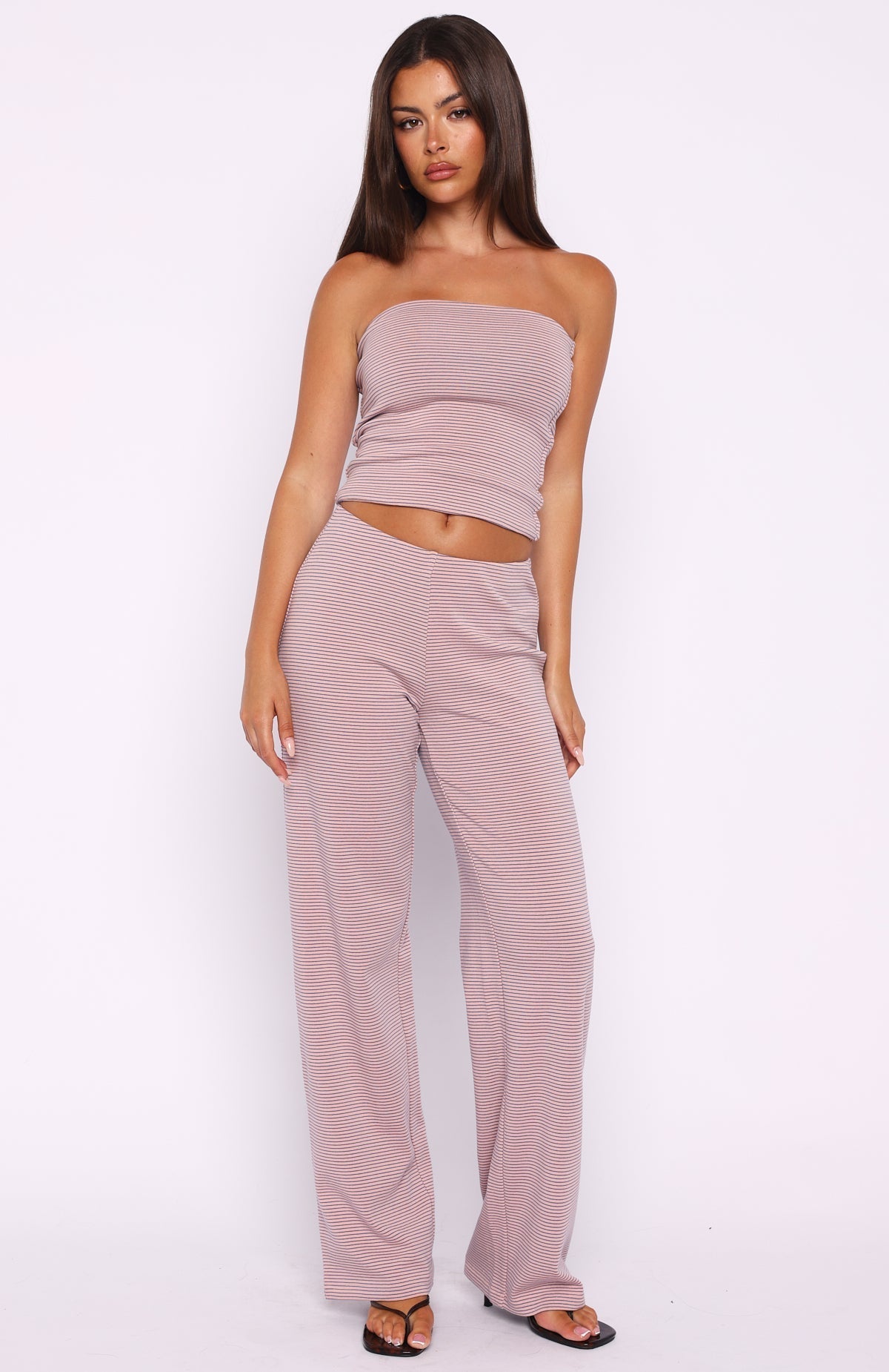 White Fox Happy It Happened Pants Pink/Blue Stripe