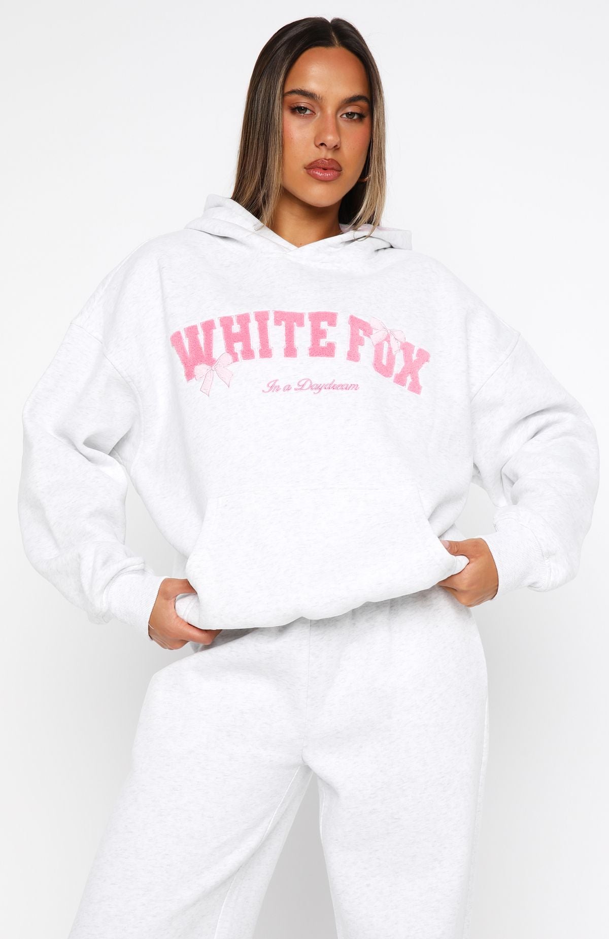 White Fox Daydreamers Madeline Oversized Hoodie Grey Marle