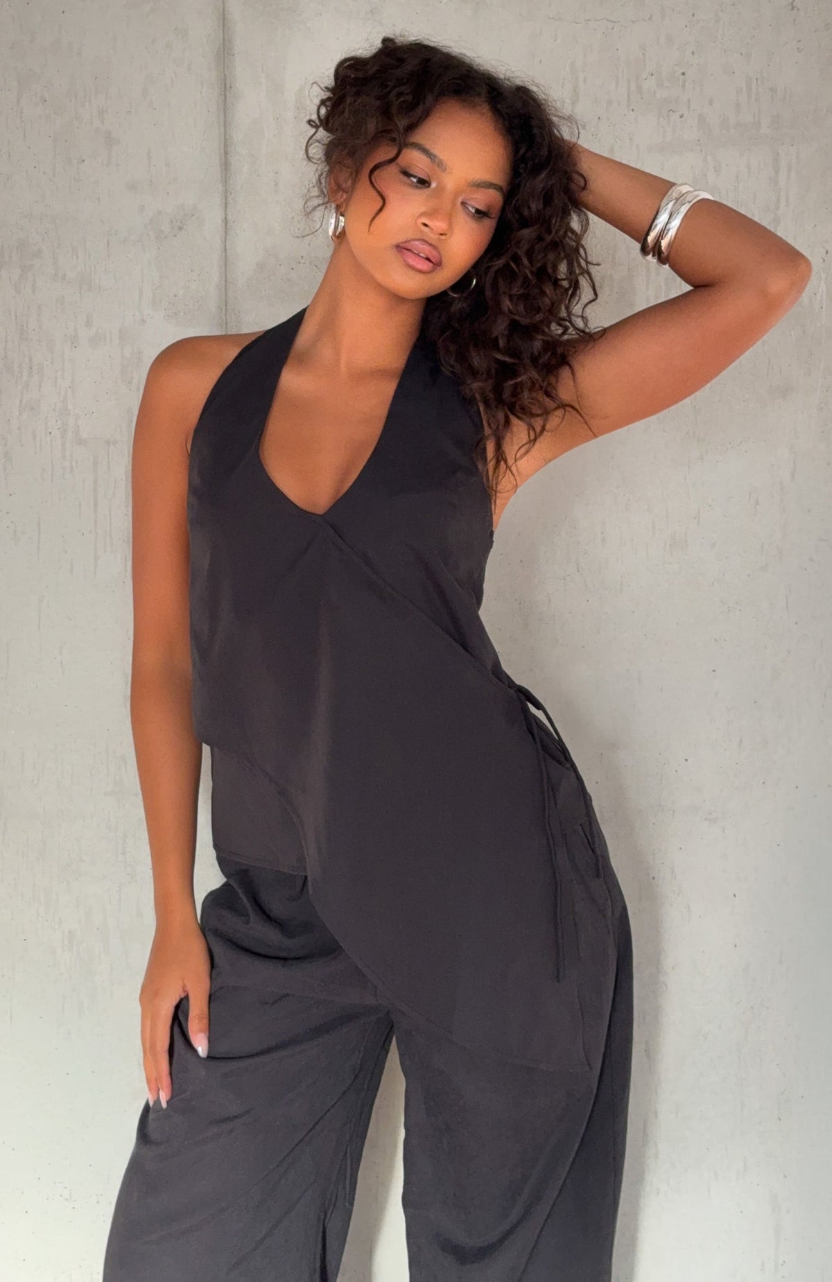 White Fox Mystic Mist Halter Top Black