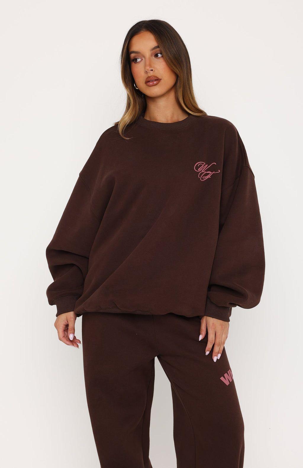 White Fox Studio 17 Raven Oversized Drop Shoulder Sweater Chocolate