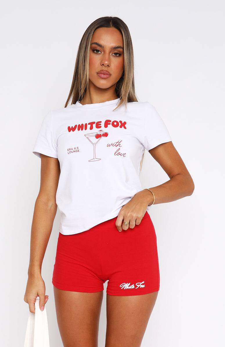 White Fox With Love Bike Shorts Red