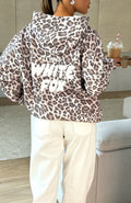 White Fox Offstage Printed Oversized Hoodie Leopard
