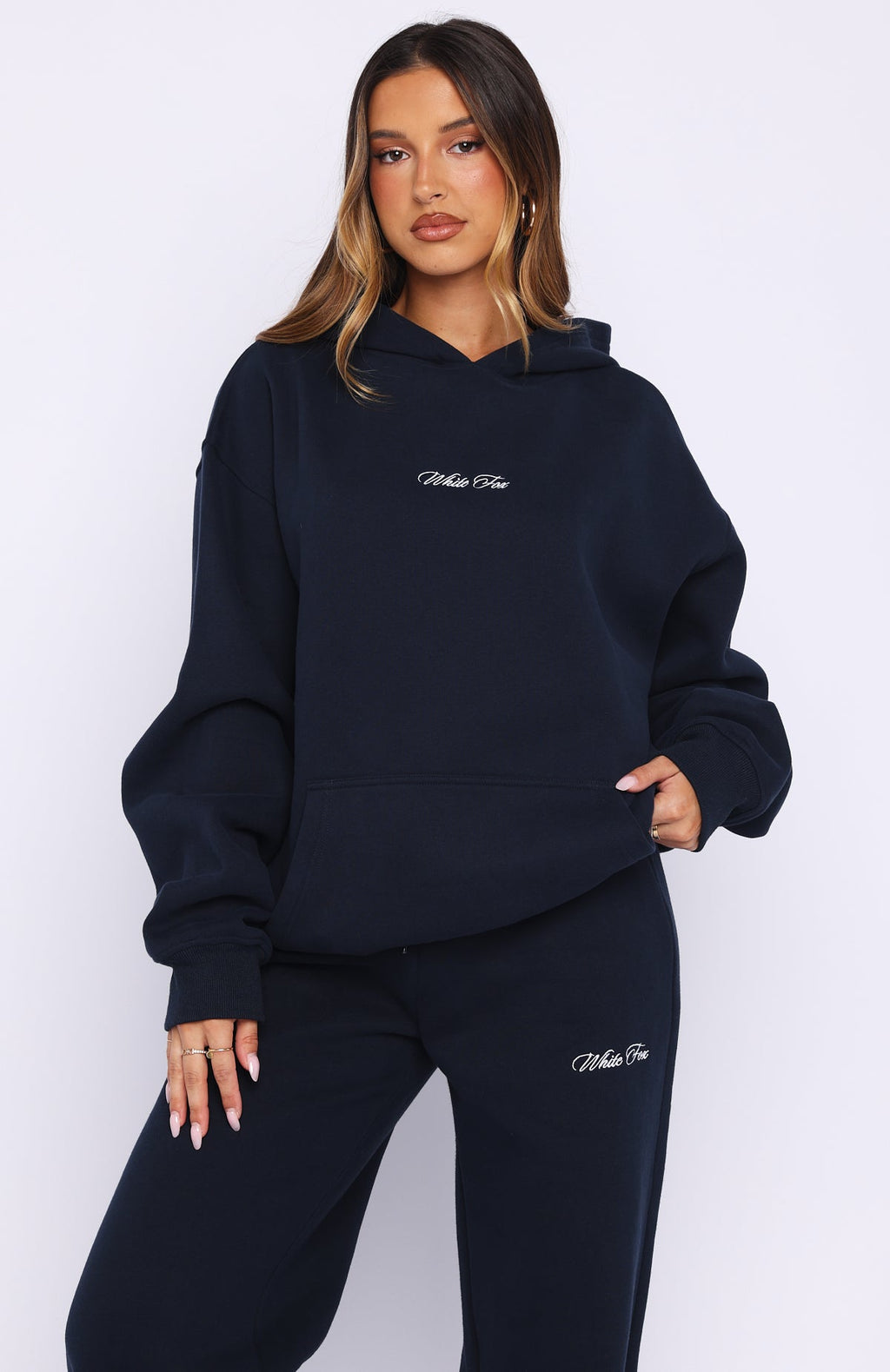 White Fox Wishing For It Oversized Hoodie Navy
