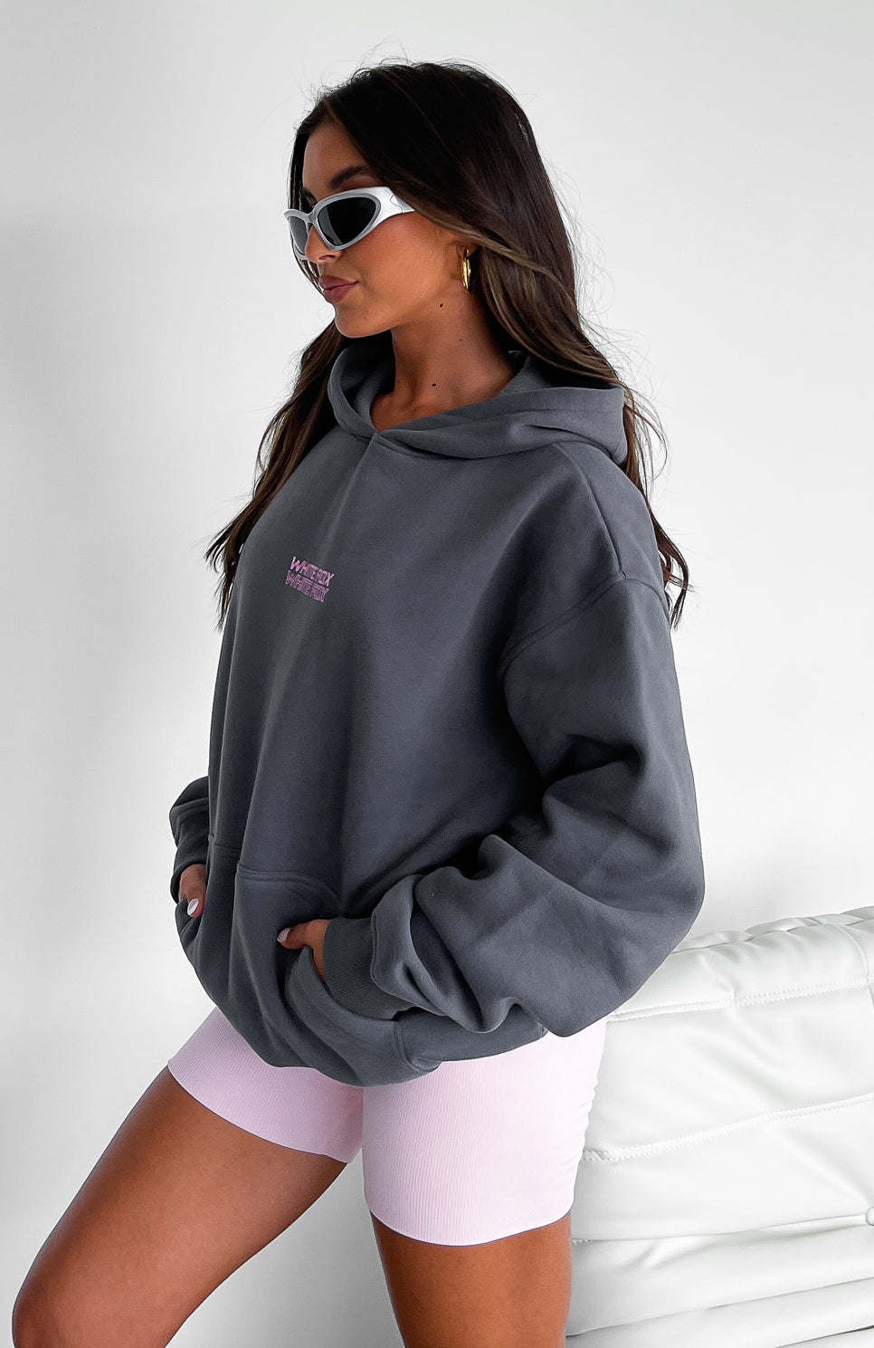 White Fox In Transit Oversized Hoodie Volcanic