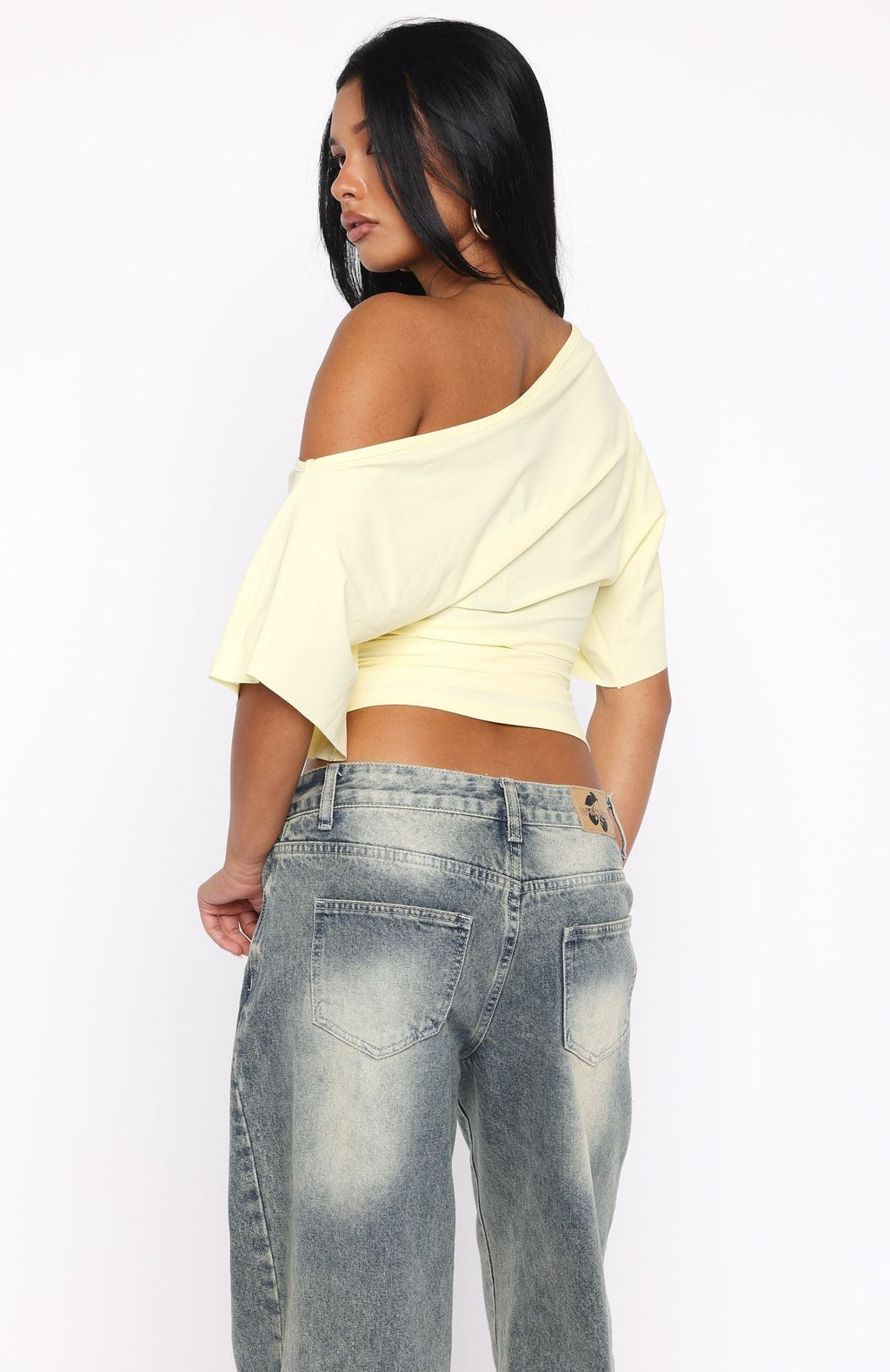 White Fox Marrakech Moments Cinched Waist Top Lemon