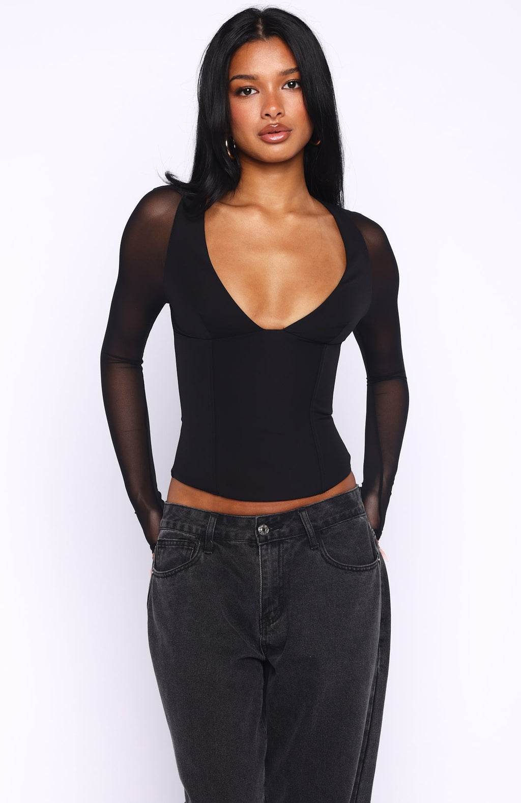 White Fox Past Your Prime Long Sleeve Top Black