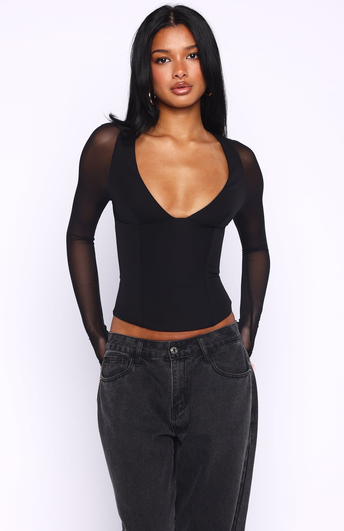 White Fox Past Your Prime Long Sleeve Top Black