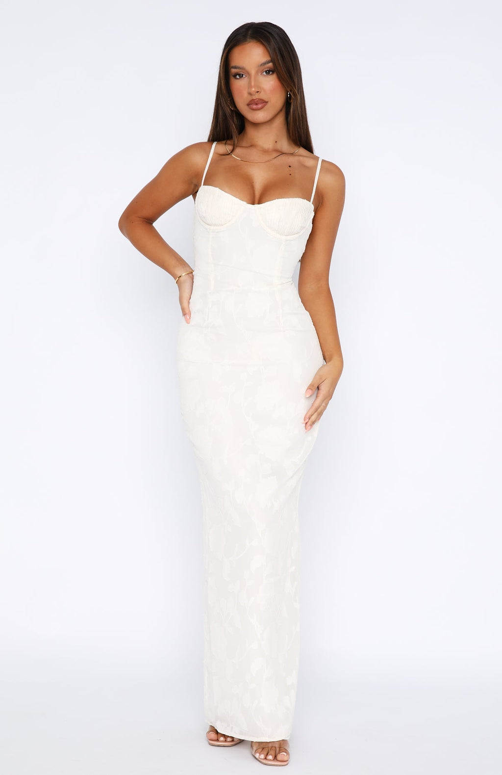 White Fox Poppy Dream Maxi Dress Cream