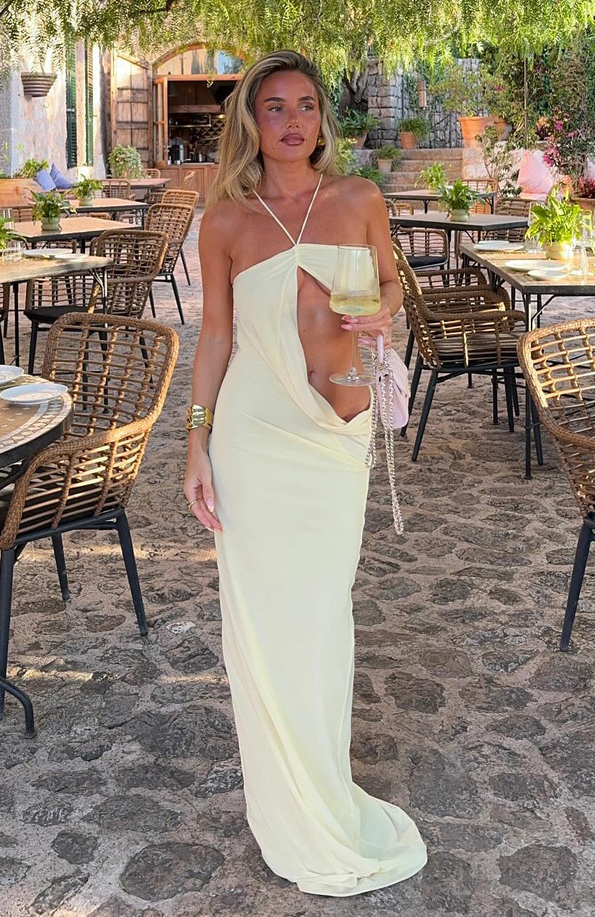 White Fox Monaco Moment Maxi Dress Lemon