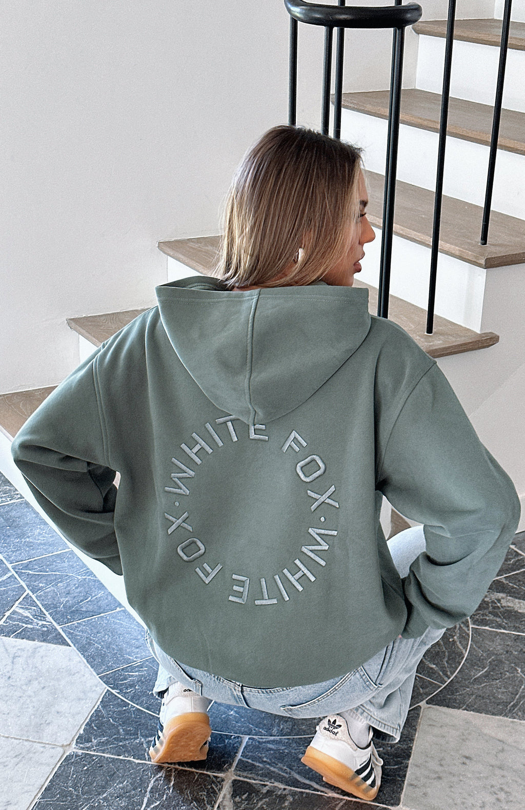 White Fox Stay Lifted Oversized Hoodie Dark Green