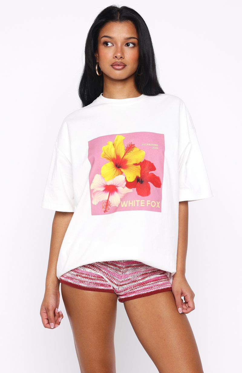 White Fox Little By Little Oversized Tee White