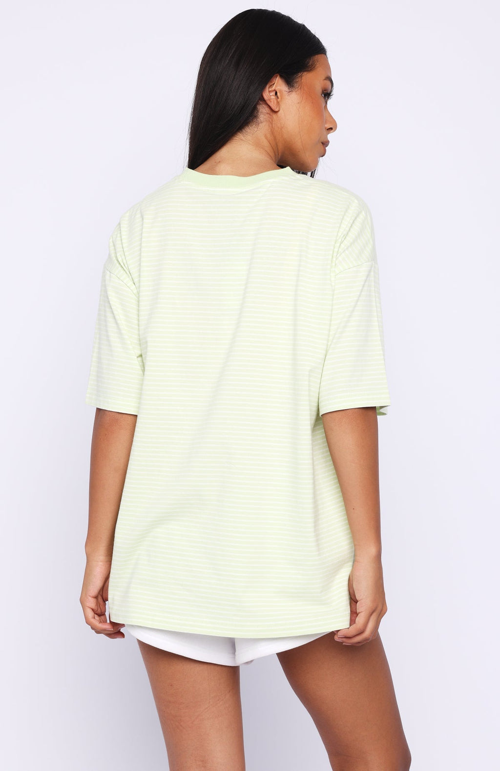 White Fox Touchdown Oversized Tee Lime Stripe